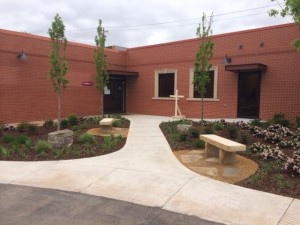 Located on the corner of 12th and Harvey in the parking lot of First Baptist Church OKC.